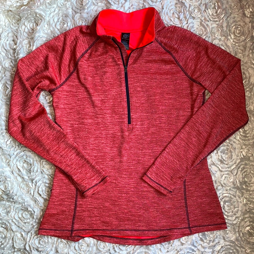 . Champion red black and gray 3/4 zip pullover size large